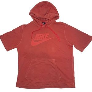 Poral Pink Nike shortsleeve pullover hoodie vintage wash